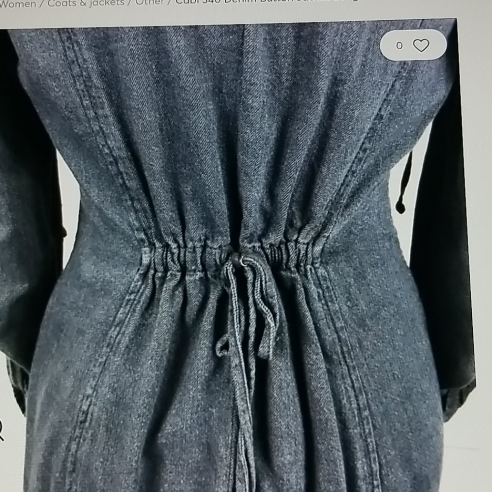 Cabi 340 blue denim button long jacket SZ Small - Picture 4 of 9